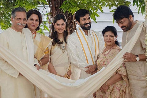 Upasana with her mother, father, Ram, Kaara and Chiranjeevi