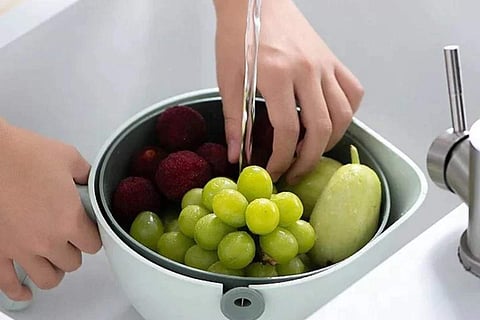 Double layer vegetables drain storage basket