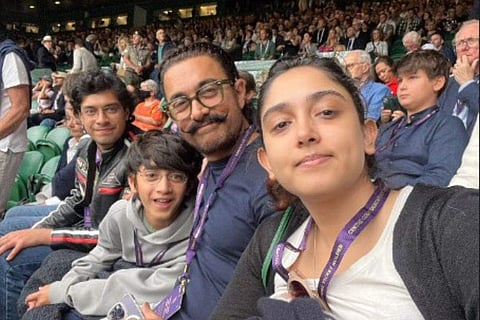 Aamir Khan with his children at Wimbledon
