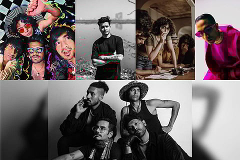 (from left) Dohnraj & The Peculiars, Blot!, Easy Wanderlings, Yung Raja. (bottom) The F16s.