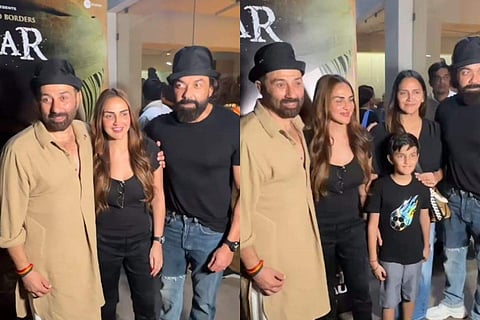 Esha Deol hosts exclusive screening for brother Sunny Deol's latest film Gadar 2, poses with her brothers 