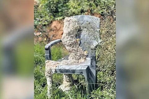 The art piece ‘Indian monobloc chair’ created by Maria Joseph and Nuvedo