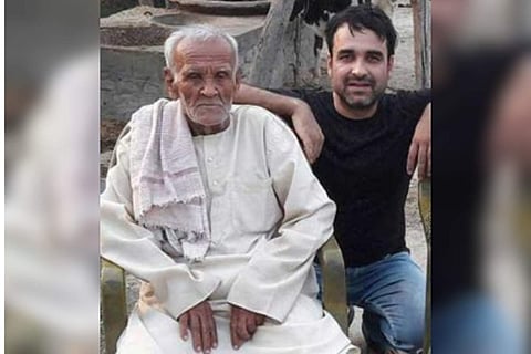 Pankaj Tripathi with his father. | Pic: IANS Photo