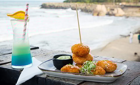 Crab cakes by the ocean