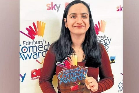 Urooj Ashfaq with the Edinburgh Comedy award. (Photo | Express)