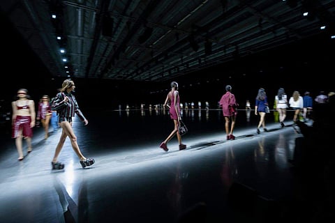 Models wear creations as part of the Gucci women's Spring Summer 2024 collection presented in Milan