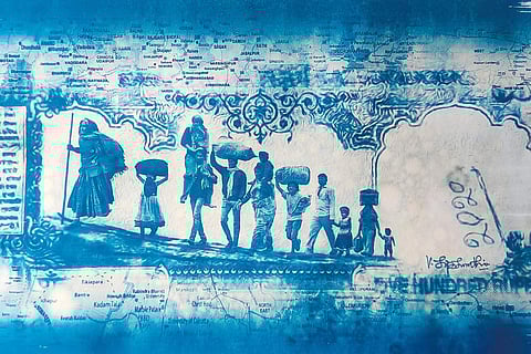 Cyanotype print by Sipi Sakkaravarthi