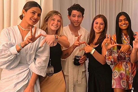 Priyanka Chopra and Nick Jonas with fans before the concert