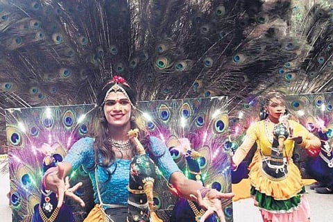 Transgender artists during the Onam procession in Thiruvananthapuram