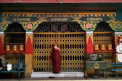 In frame: The Tibetan monastry in majnu-ka-Tilla