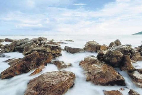 Ocean froth at the Yarada Beach