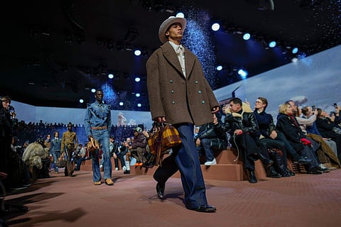 Models wear creations for Louis Vuitton as part of the Menswear ready-to-wear Fall-Winter 2024-2025