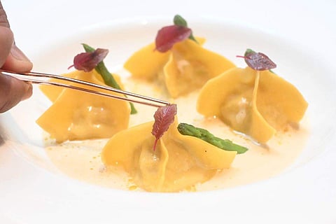 Confit chicken faggottini at threesixtythree, The Oberoi Grand