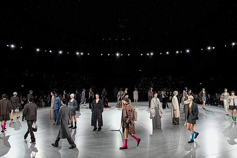 Models wear creations for Dior as part of the Menswear ready-to-wear Fall-Winter 2024-2025