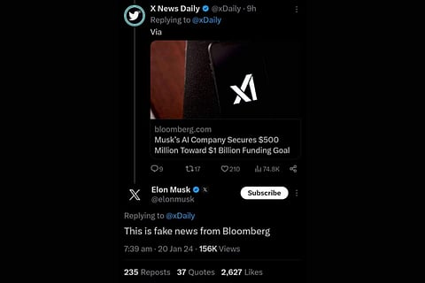 Musk denies report claiming his AI firm secured $500 mn funding