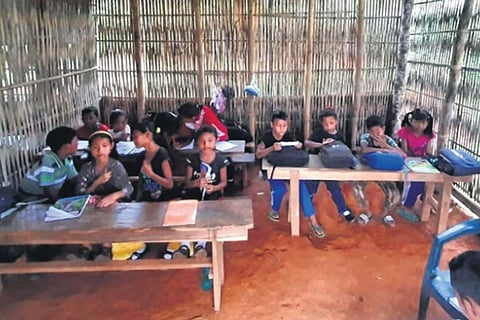 A nominal amount of Rs 300 per month is collected as fee from the students, which is used to pay the teachers and to buy books and other school utilities. (Photo | Special Arrangement)