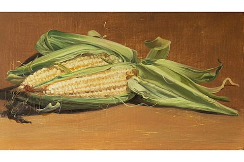 Corn, Oil on Panel