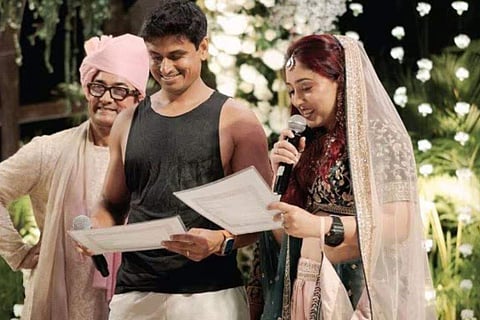 Aamir Khan, Ira Khan, Nupur Shikhare at the wedding
