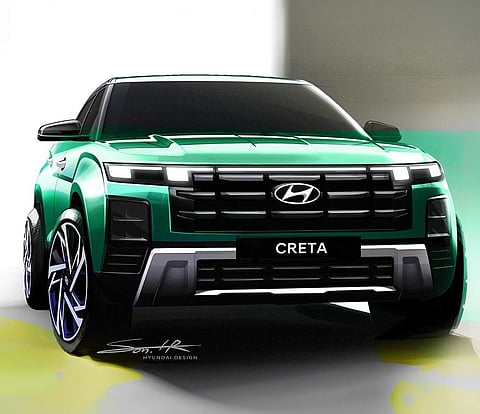 The design sketch of the 2024 Hyundai Creta facelift