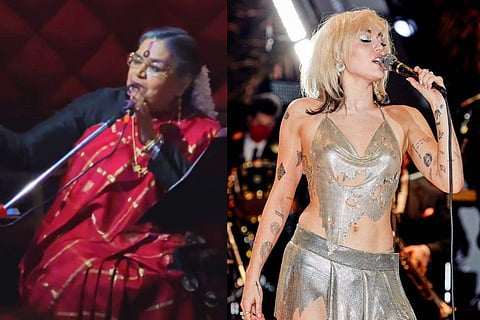 In frame: Usha Uthup (L), Miley Cyrus (R)