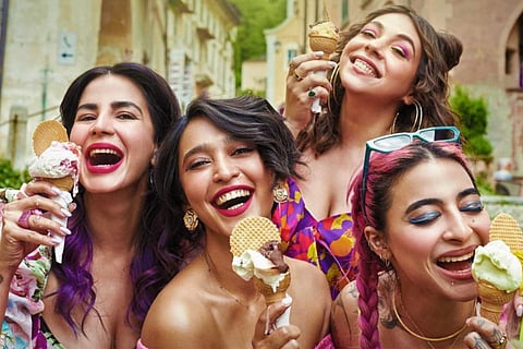 In frame: Cast of Four More Shots Please (Photo Credit: X (formerly Twitter))