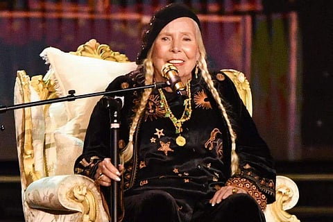 Joni MItchell on the Grammy Awards 2024 stage