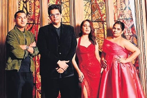 In frame: Danish Sait, Tanmay Bhat, Kusha Kapila & Sumukhi Suresh on the sets of Koffee with Karan