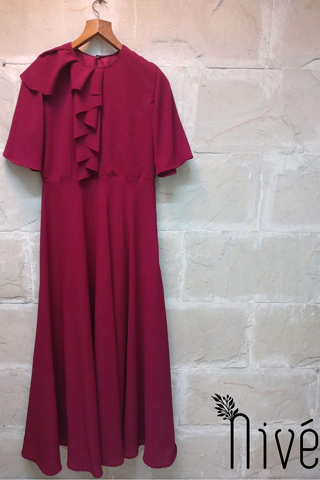 <em>A ruffled rayon occasionwear kurta by Nive</em>