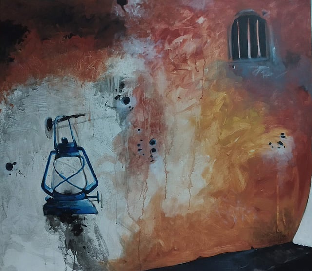 <em>Border-1, (Acrylic on Canvas) 2019</em>
