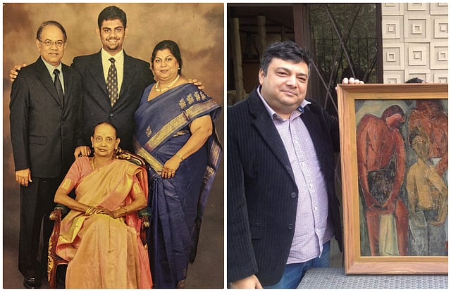 (Left) Sunil Baboo with his family; (Right) Indrajit Chatterjee