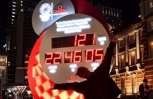 <em>An Olympics countdown clock at Tokyo Station (AFP/Kazuhiro Nogi)</em>