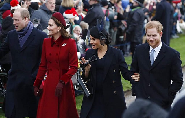 <em>Prince William and Kate, Duchess of Cambridge with Meghan and Prince Harry (AP Photo/Frank Augstein/file)</em>
