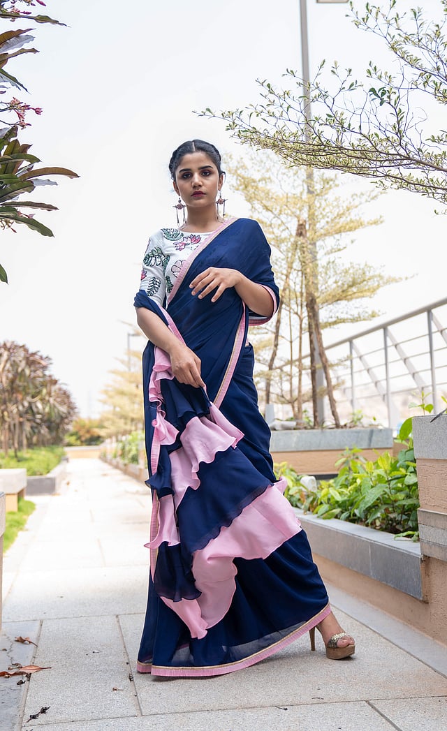 Saris with ruffles