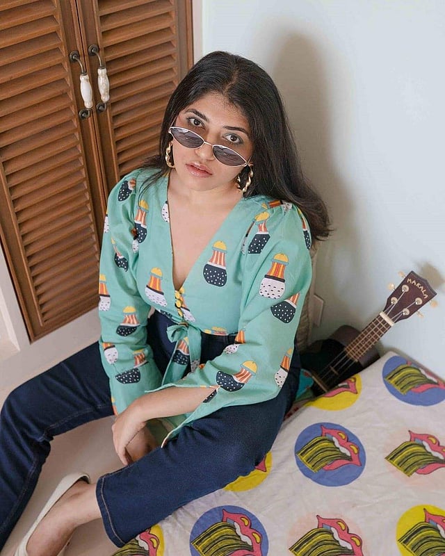 The namak mirchi motif on a tie-up top