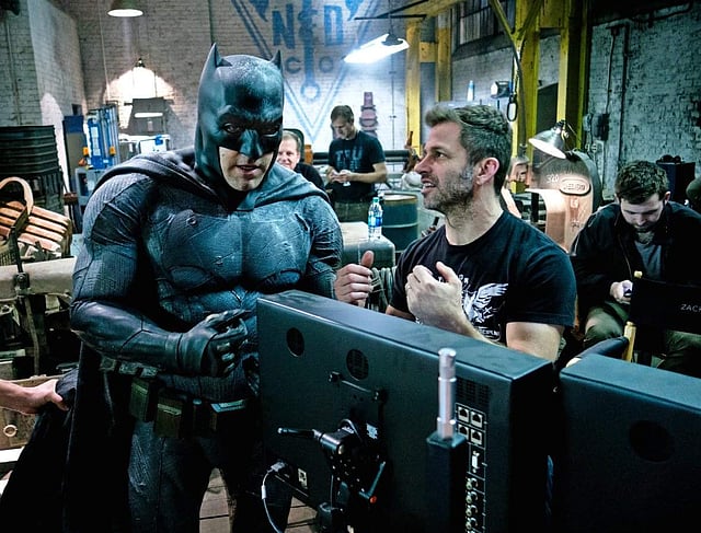 Snyder and Ben Affleck during the shoot of Justice League