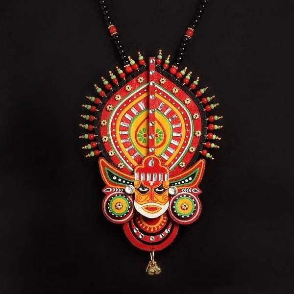 Handpainted Theyyam pendant by Razia Kunj