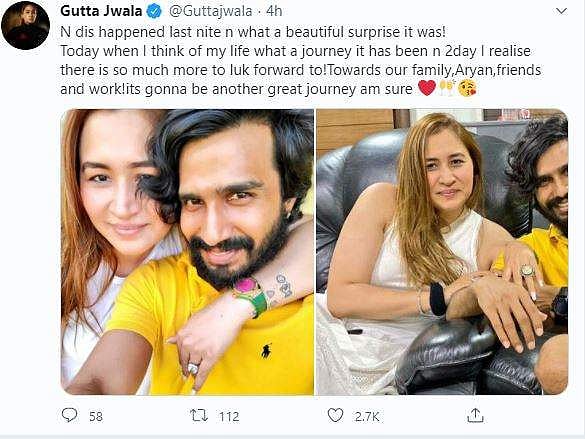 This is what Jwala wrote on Twitter