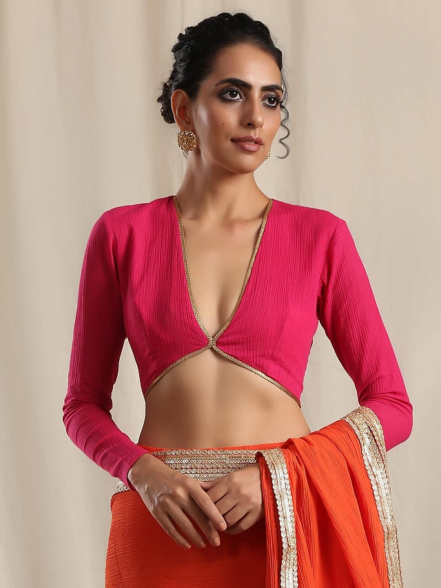 <em>Pink Crinkle Gota Blouse, Rs. 2,199</em>