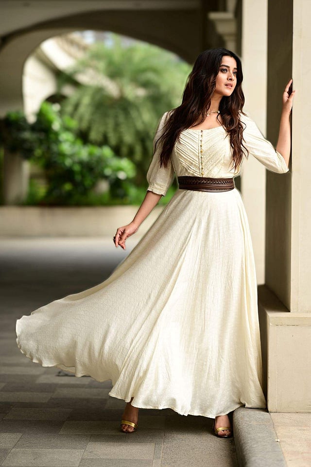 <em>A flowy white dress by Ritu Kumar</em>