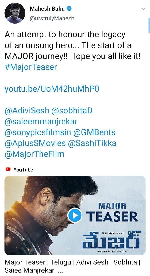 Mahesh's tweet