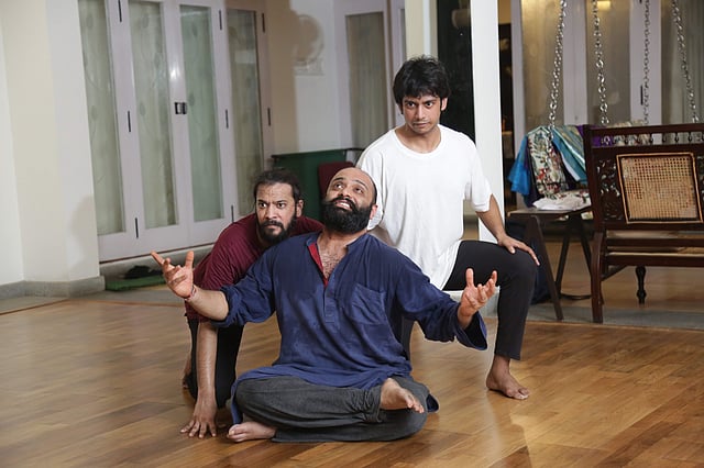 Actors during a rehearsal of <em>This is My Name</em>