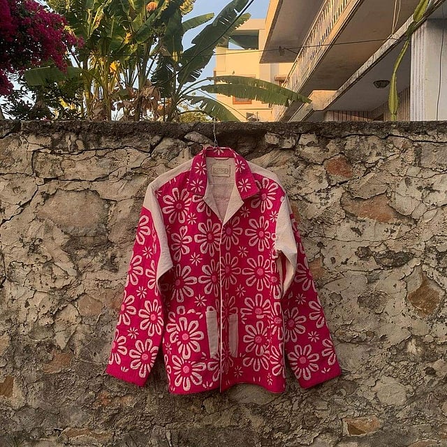 A handmade applique jacket by Harago