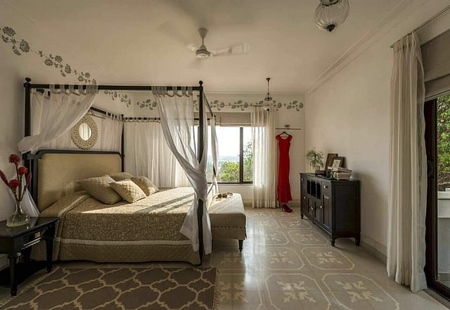 Bedroom view of Shekhar Ravjiani's Goa based Serene Sol 