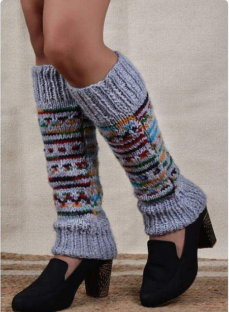 Knitted wool leg warmer