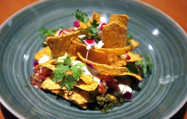 The tower of nachos was a treat to the eyes.