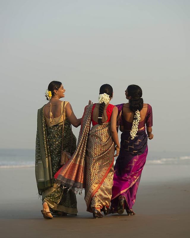 In silks from South India