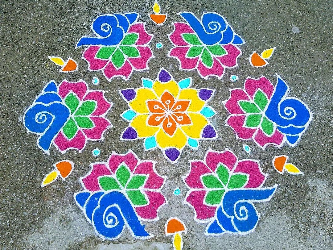 Rangoli Design With Colours For Festivals And Competitions 35+ Latest
