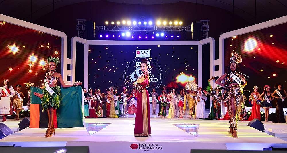 Models walk the ramp with traditional attire at Indulge Miss Glam World ...